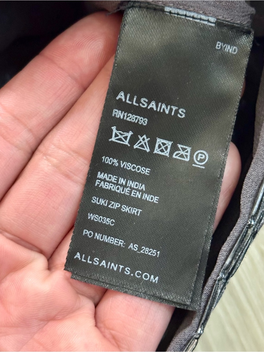 AllSaints Suzi Zip Hand Embellished Sequin Mini Skirt US 2 Black Beaded - Picture 7 of 12